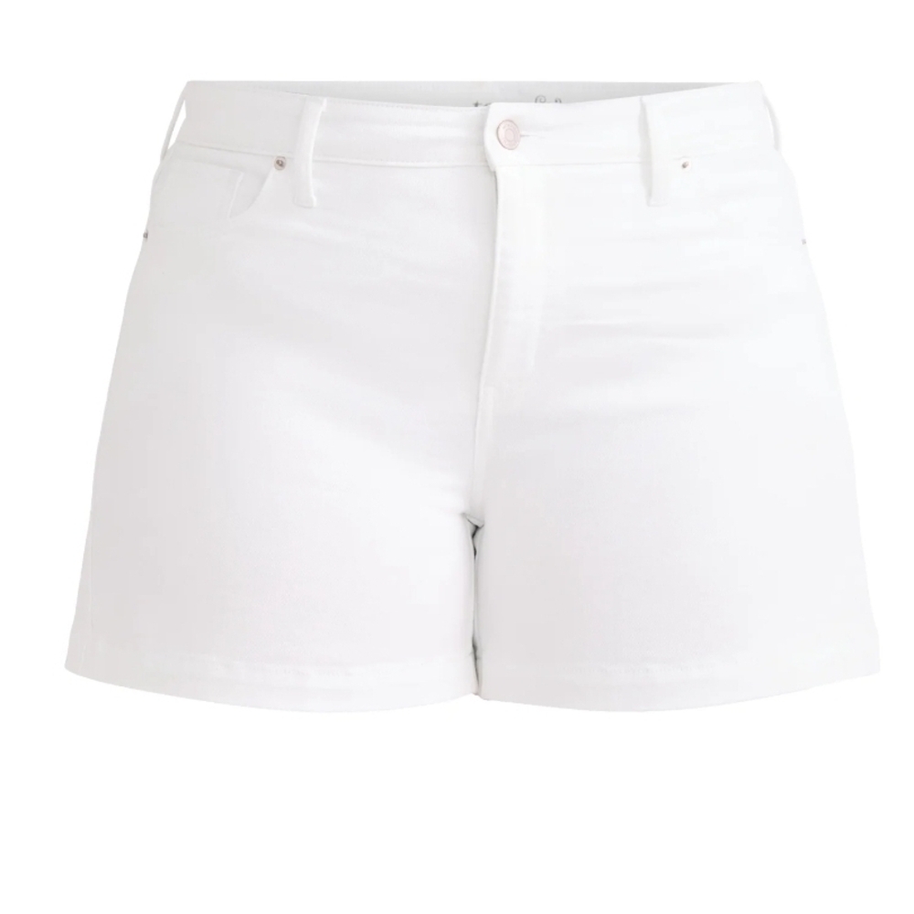 Terra & Sky NEW White Denim Shorts 26W Plus High Rise A-Line Stretch
